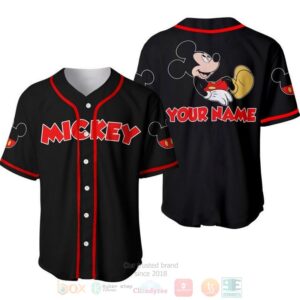 Personalized Chilling Mickey Mouse Disney All Over Print Black Baseball Jersey