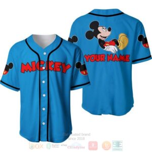 Personalized Chilling Mickey Mouse Disney All Over Print Blue Baseball Jersey