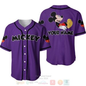 Personalized Chilling Mickey Mouse Disney All Over Print Purple Baseball Jersey