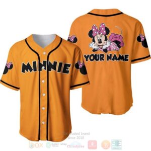 Personalized Chilling Minnie Mouse Disney All Over Print Orange Baseball Jersey