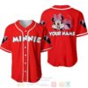 Personalized Chilling Minnie Mouse Disney All Over Print Red Baseball Jersey