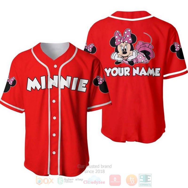 Personalized Chilling Minnie Mouse Disney All Over Print Red Baseball Jersey Personalized Chilling Minnie Mouse Disney All Over Print Red Baseball Jersey