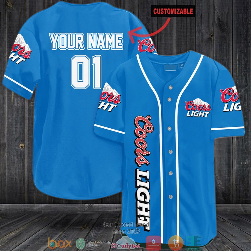 Personalized Coors Light Blue Baseball Jersey Personalized Coors Light Blue Baseball Jersey