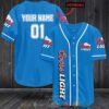 Personalized Coors Light Ribbon Custom Blue Baseball Jersey