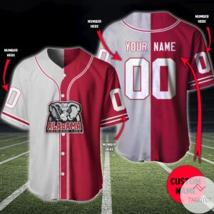 Personalized Custom Name And Number Alabama Crimson Tide Baseball Jersey Shirt