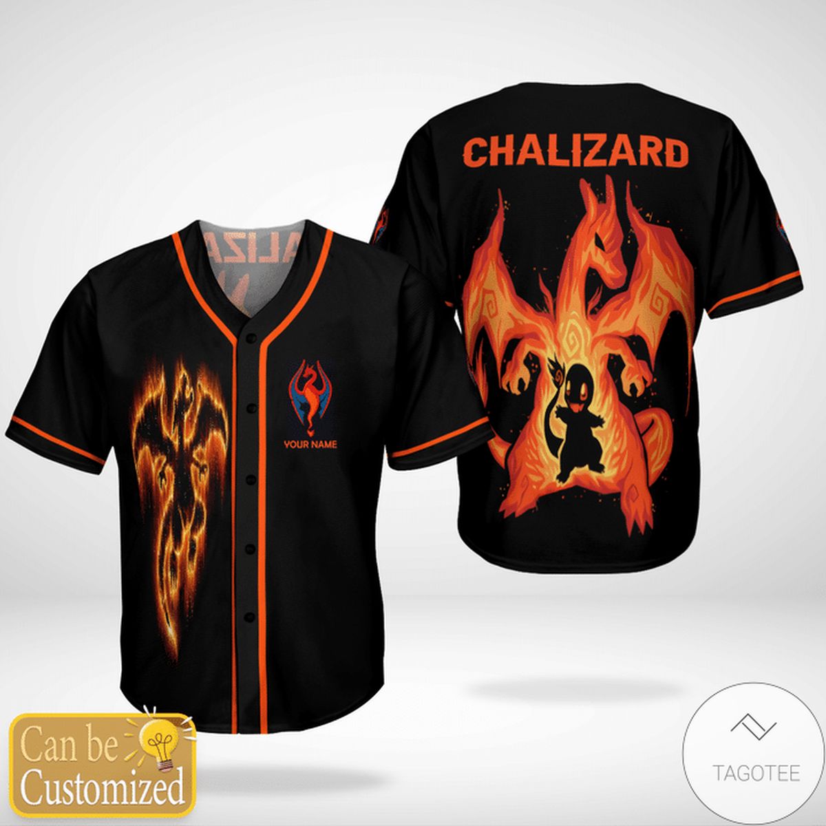 Personalized Customized Pokemon Chalizard Baseball Jersey Personalized Customized Pokemon Chalizard Baseball Jersey