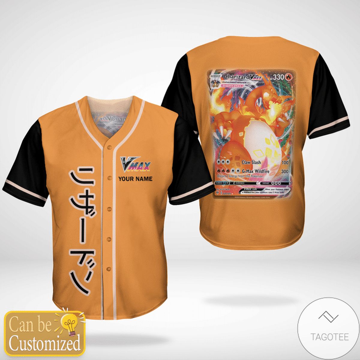 Personalized Customized Pokemon Charizard Vmax Baseball Jersey Personalized Customized Pokemon Charizard Vmax Baseball Jersey
