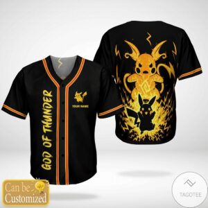 Personalized Customized Pokemon Pika Baseball Jersey