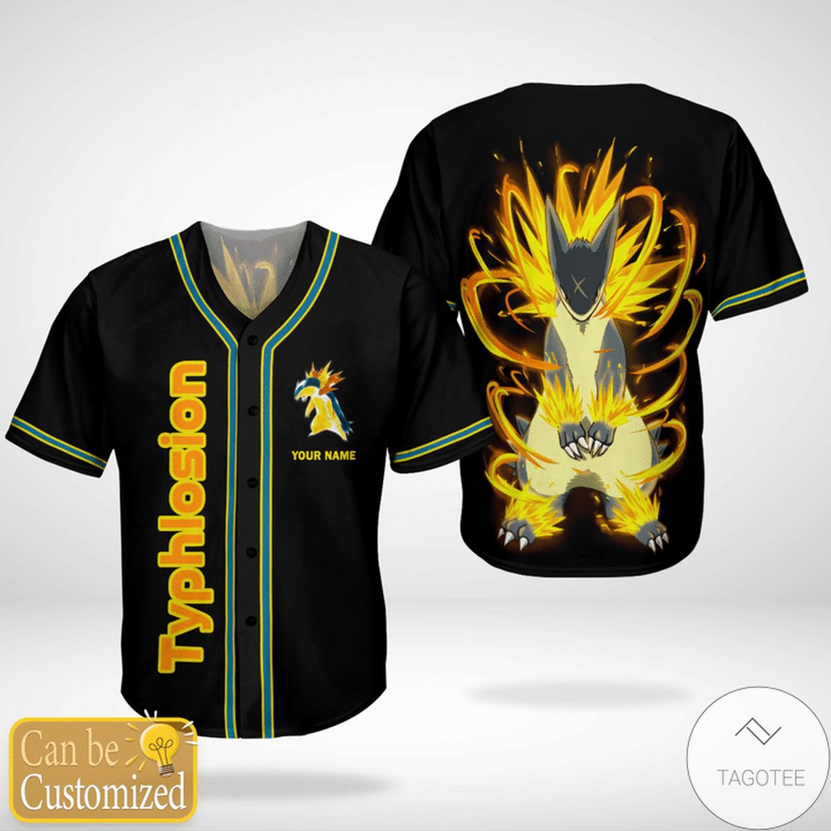 Personalized Customized Pokemon Typhlosion Baseball Jersey Personalized Customized Pokemon Typhlosion Baseball Jersey