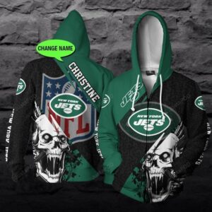 Personalized DUG 3D Hoodie New York Jets Nfl Skull Custom Name 3D All Over Printed Hoodie - bb63cdaf5bc5