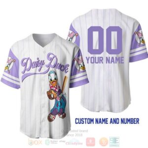 Personalized Daisy Duck All Over Print Pinstripe White Baseball Jersey