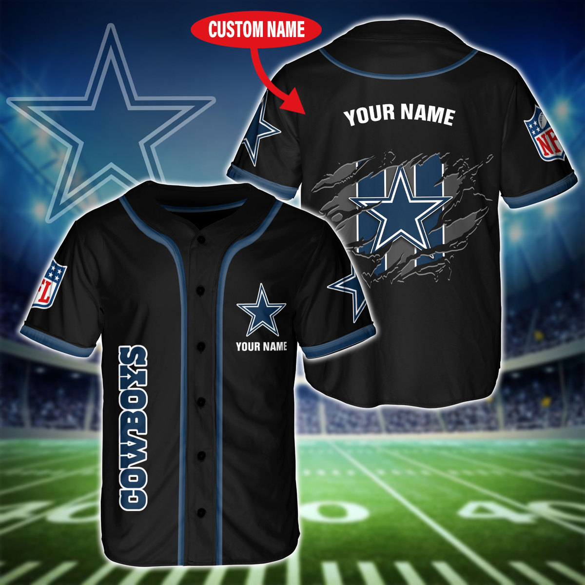 Personalized Dallas Cowboys Baseball Jersey Personalized Dallas Cowboys Baseball Jersey