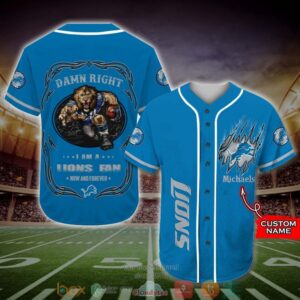 Personalized Detroit Lions Mascot Nfl Baseball Jersey Shirt