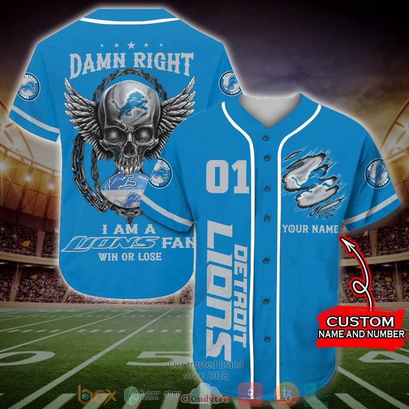 Personalized Detroit Lions Nfl Wings Skull Baseball Jersey Shirt Personalized Detroit Lions Nfl Wings Skull Baseball Jersey Shirt