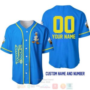 Personalized Donald Duck All Over Print Blue Baseball Jersey