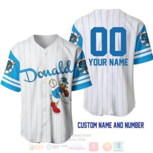 Personalized Donald Duck All Over Print Pinstripe White Baseball Jersey