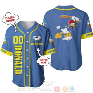 Personalized Donald Duck Disney Playing Baseball All Over Print Black Baseball Jersey