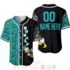Personalized Donald Duck Pattern All Over Print Black & Turquoise Baseball Jersey