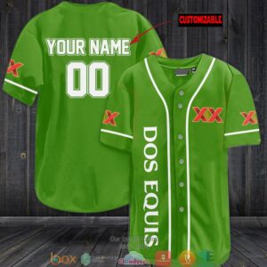 Personalized Dos Equis Green Baseball Jersey