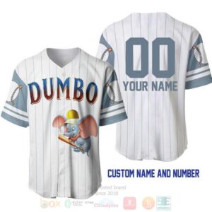 Personalized Dumbo The Flying Elephant All Over Print Pinstripe White Baseball Jersey
