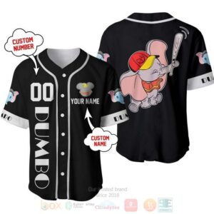 Personalized Dumbo The Flying Elephant Disney All Over Print Black Baseball Jersey