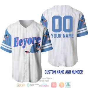 Personalized Eeyore Donkey Winnie The Pooh Pinstripe White Baseball Jersey