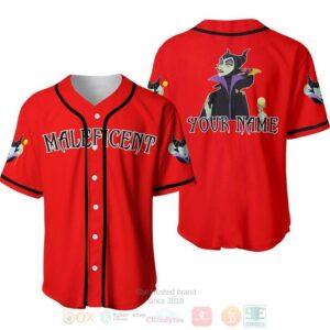 Personalized Evil Queen Maleficent Disney All Over Print Red Baseball Jersey