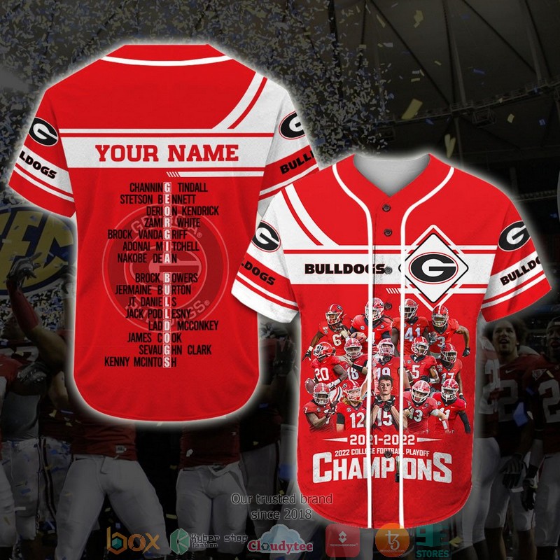 Personalized Georgia Bulldogs Ncaa1 College Football Playoff 21-22 Red Baseball Jersey Shirt Personalized Georgia Bulldogs Ncaa1 College Football Playoff 21-22 Red Baseball Jersey Shirt