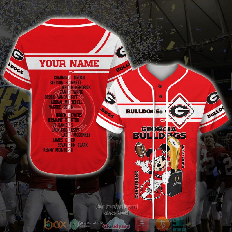 Personalized Georgia Bulldogs Ncaa1 Mickey College Football Playoff 21-22 Baseball Jersey Shirt Personalized Georgia Bulldogs Ncaa1 Mickey College Football Playoff 21-22 Baseball Jersey Shirt