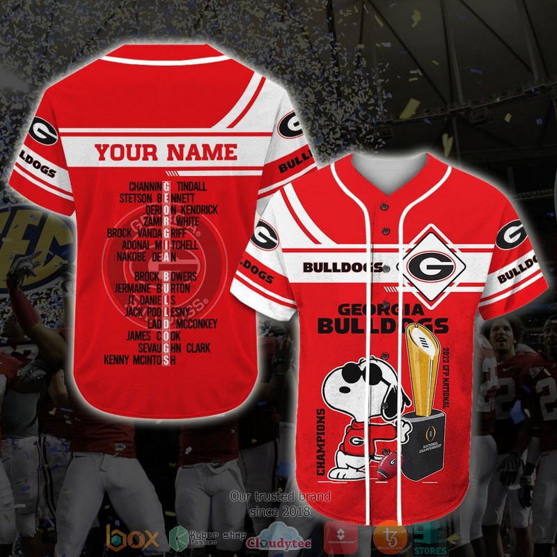 Personalized Georgia Bulldogs Ncaa1 Snoopy College Football Playoff 21-22 Baseball Jersey Shirt Personalized Georgia Bulldogs Ncaa1 Snoopy College Football Playoff 21-22 Baseball Jersey Shirt