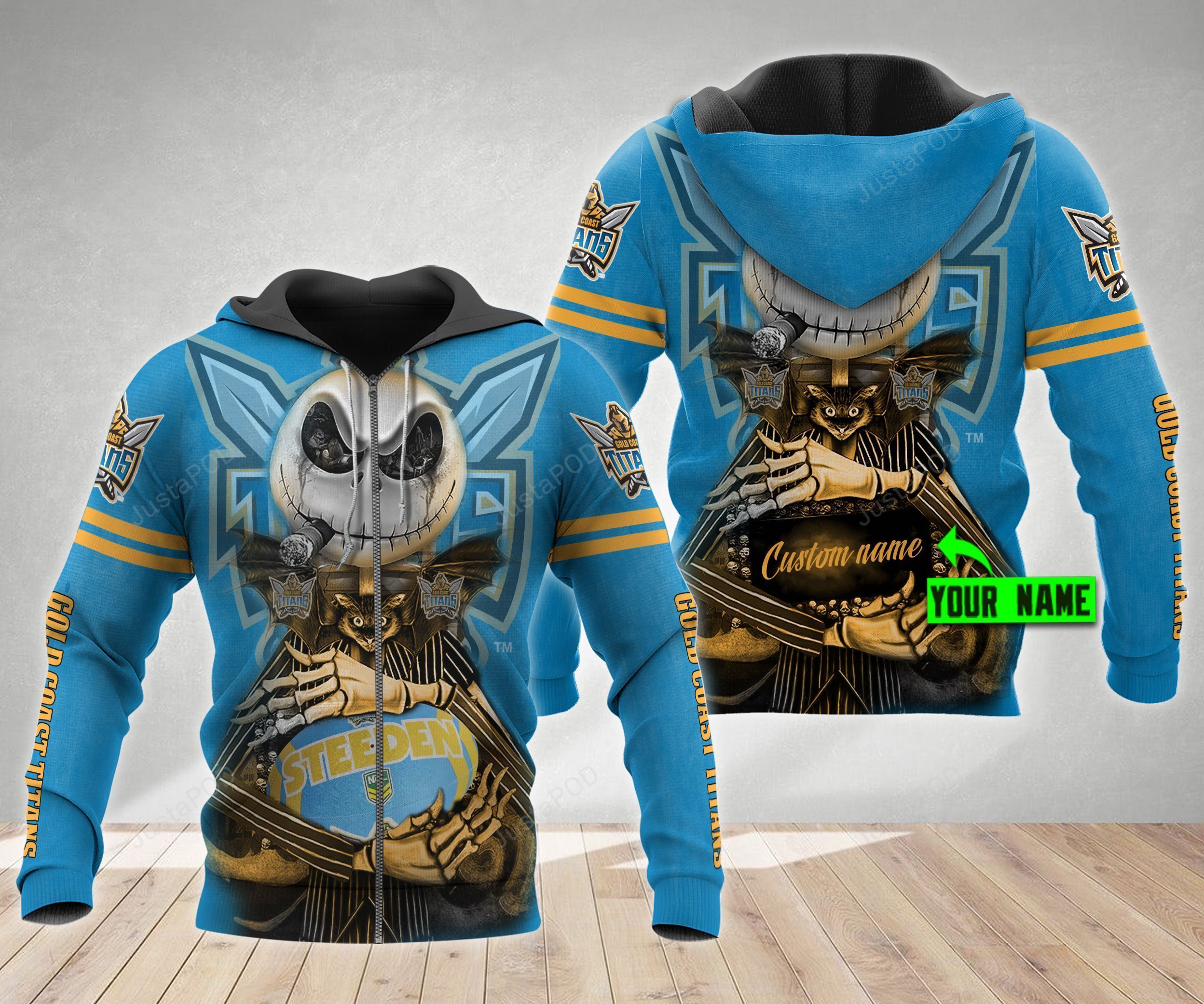 Personalized Gold Coast Titans 3D Hoodie Nrl 3D Hoodie Jack Skellington Custom Name 3D All Over Printed Hoodie - 8d019449b21a Personalized Gold Coast Titans 3D Hoodie Nrl 3D Hoodie Jack Skellington Custom Name 3D All Over Printed Hoodie - 8d019449b21a