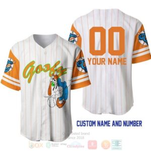 Personalized Goofy Dog All Over Print Pinstripe White Baseball Jersey