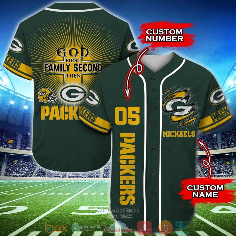 Personalized Green Bay Packers Nfl God First Family Second Then Baseball Jersey Shirt Personalized Green Bay Packers Nfl God First Family Second Then Baseball Jersey Shirt