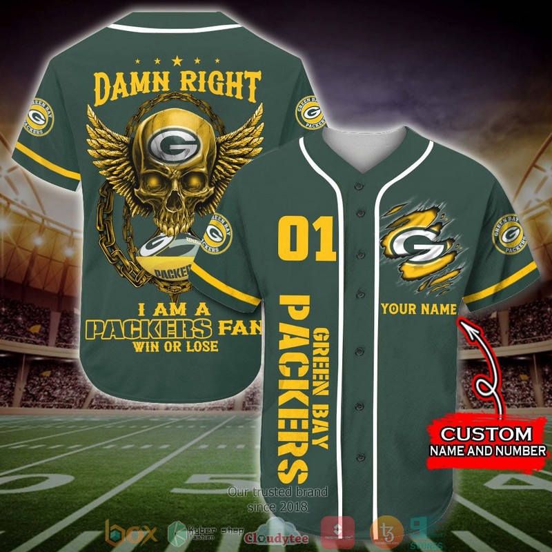 Personalized Green Bay Packers Nfl Wings Skull Baseball Jersey Shirt Personalized Green Bay Packers Nfl Wings Skull Baseball Jersey Shirt