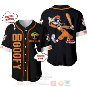 Personalized Happy Goofy Dog Disney All Over Print Black Baseball Jersey