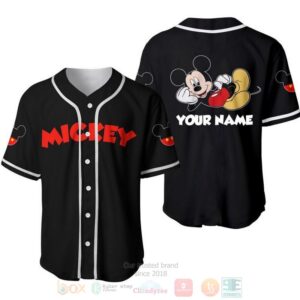 Personalized Happy Mickey Mouse Disney All Over Print Black Baseball Jersey