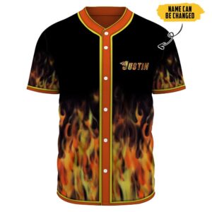 Personalized Hot Rod Flame Blowing Baseball Jersey