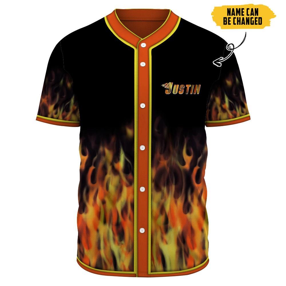 Personalized Hot Rod Flame Blowing Baseball Jersey Personalized Hot Rod Flame Blowing Baseball Jersey
