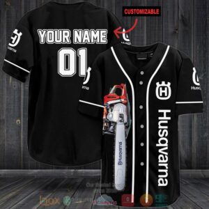 Personalized Husqvarna Chainsaws Custom Black Baseball Jersey