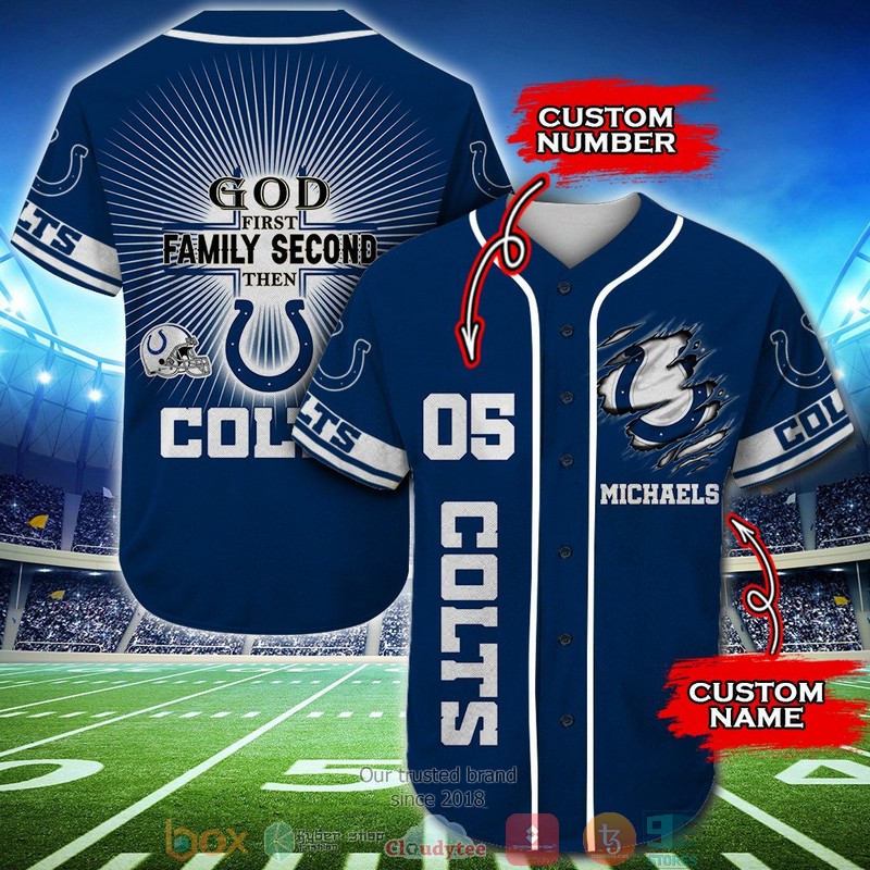 Personalized Indianapolis Colts Nfl God First Family Second Then Baseball Jersey Shirt Personalized Indianapolis Colts Nfl God First Family Second Then Baseball Jersey Shirt
