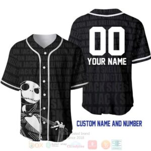 Personalized Jack Skellington All Over Print Black Baseball Jersey