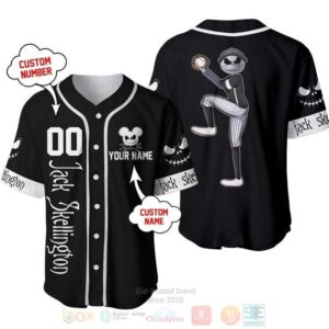 Personalized Jack Skellington Disney All Over Print Black Baseball Jersey