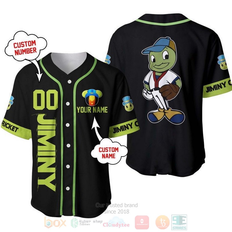 Personalized Jiminy Cricket Disney All Over Print Black Baseball Jersey Personalized Jiminy Cricket Disney All Over Print Black Baseball Jersey