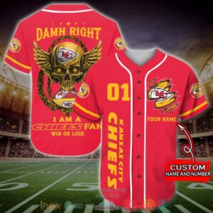 Personalized Kansas City Chiefs Nfl Wings Skull Baseball Jersey Shirt