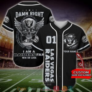 Personalized Las Vegas Raiders Nfl Wings Skull Baseball Jersey Shirt