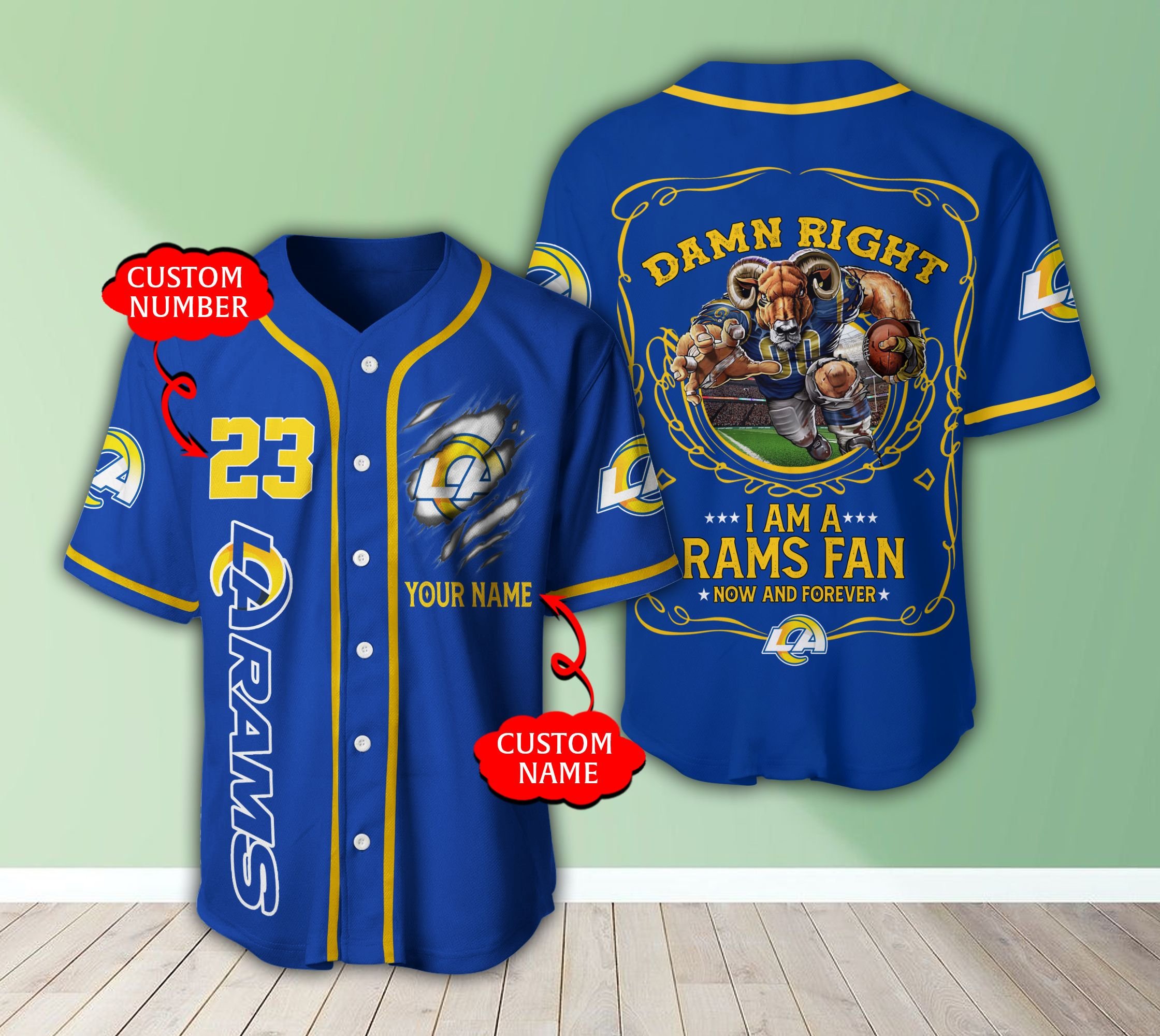 Personalized Los Angeles Rams Nfl 3D Baseball Jersey Personalized Los Angeles Rams Nfl 3D Baseball Jersey