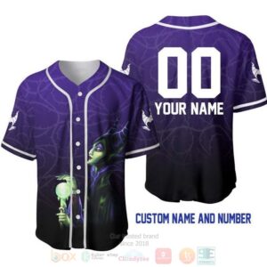 Personalized Maleficent All Over Print Ombre Purple Black Baseball Jersey
