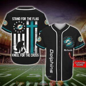 Personalized Miami Dolphins Nfl Stand For The Flag Baseball Jersey Shirt
