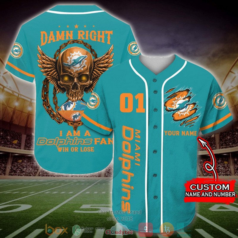 Personalized Miami Dolphins Nfl Wings Skull Baseball Jersey Shirt Personalized Miami Dolphins Nfl Wings Skull Baseball Jersey Shirt