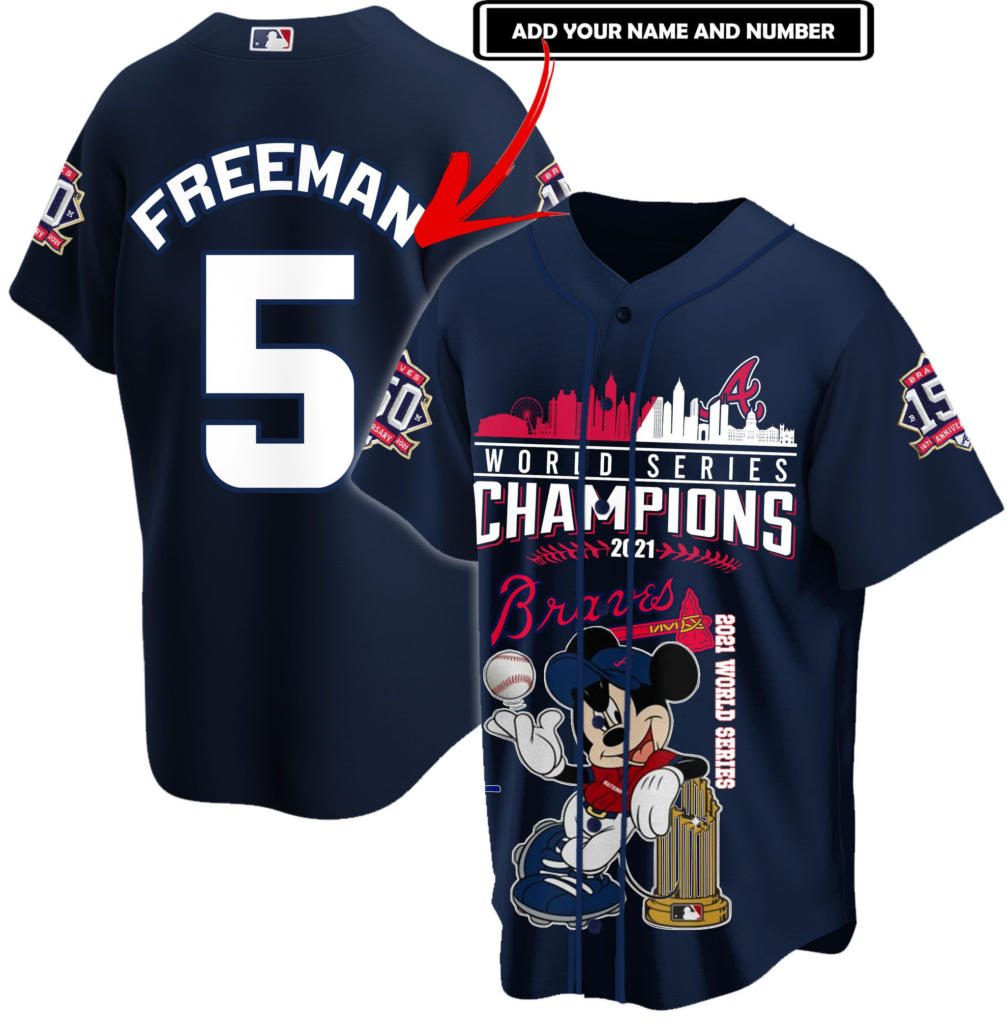 Personalized Mickey Mouse Atlanta Braves World Series Champions 2021 Baseball Jersey Personalized Mickey Mouse Atlanta Braves World Series Champions 2021 Baseball Jersey